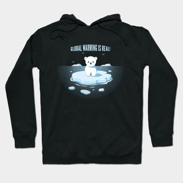 Global Warming Reality Tee 'Sad Polar Bear on Iceberg' Hoodie by Teesagor